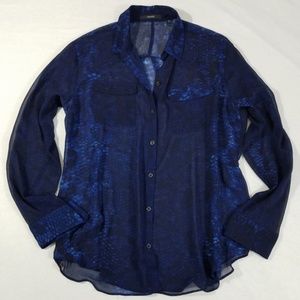 Tahari Snake Print Button Down Blouse-Sheer